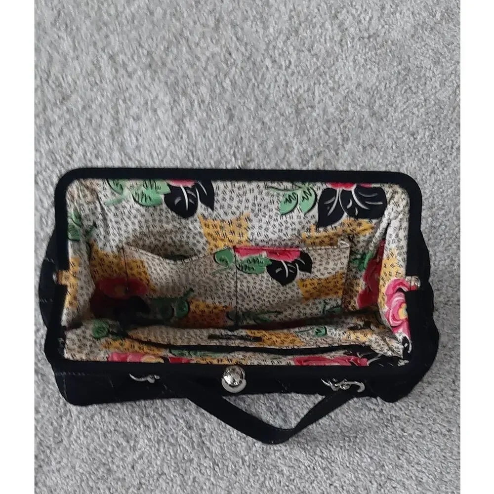 Vera Bradley Black Quilted Microfiber Handbag - Picture 6 of 6